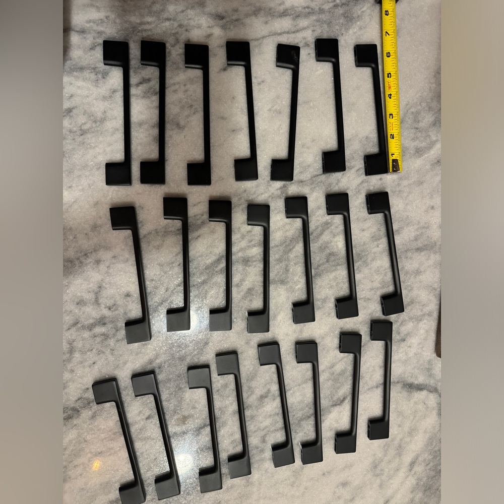 Set of 22 Black Cabinet Handles - Heavy Sturdy Elegant - almost brand new
